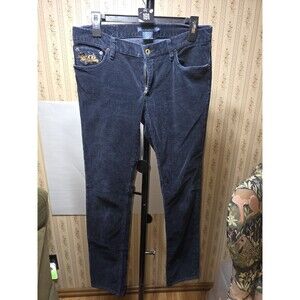 Ralph Lauren RL 650 Corduroy Pants Womens Size 10 Navy Blue Stretch Straight Leg